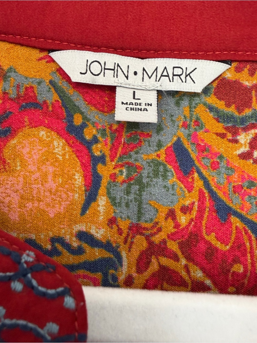John Mark Embroidered Multi Patch Boho Tunic Blouse Dark Spice L - Picture 7 of 15